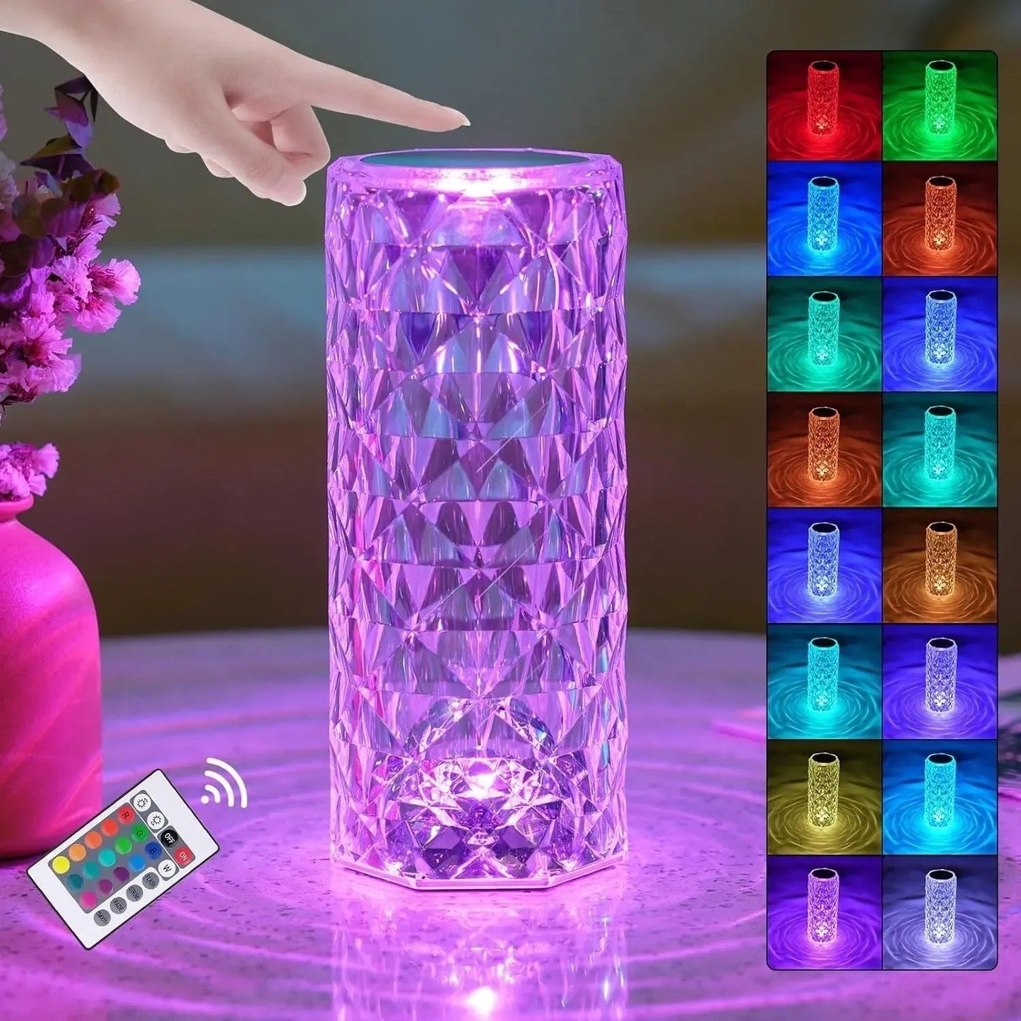 Energy-Efficient LED Crystal Table Lamp with Multicolor Options