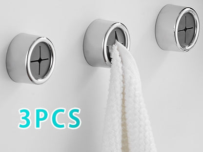 Space-Saving Circular Wall-Mounted Towel Holder - Silver with Black Accents