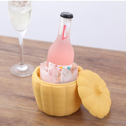 Pumpkin-Shaped Yellow Silicone Ice Bucket - Eco-Friendly & Reusable