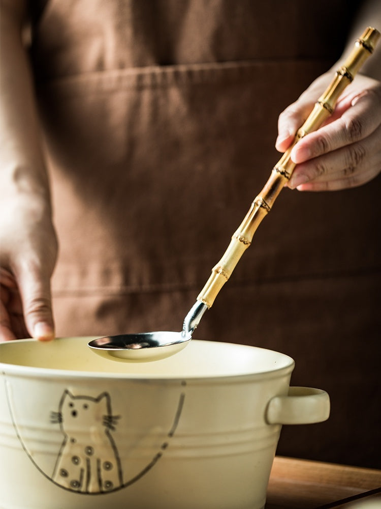 Eco-Friendly Stainless Steel & Bamboo Ladles - Sustainable Kitchen Utensils