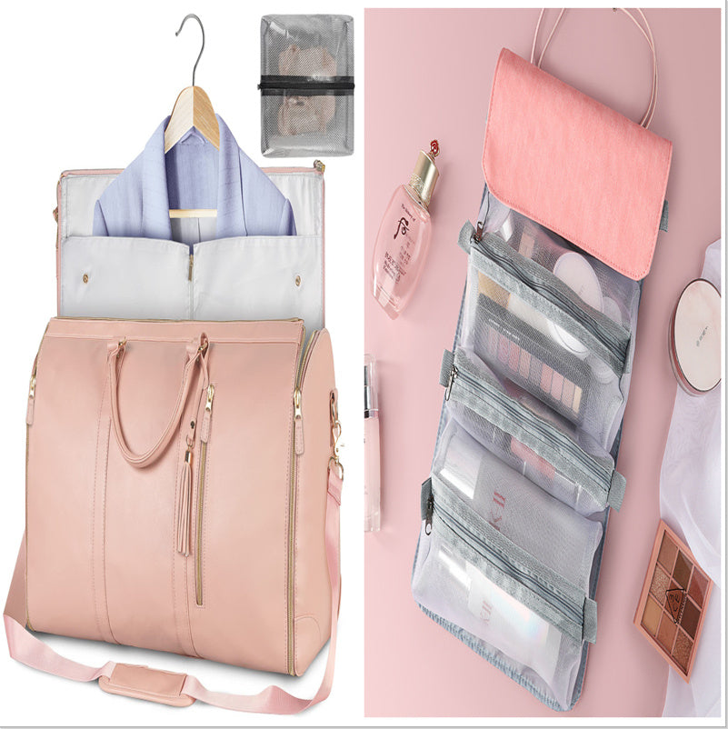 Versatile Light Pink Garment & Duffel Bag for Eco-Friendly Travel