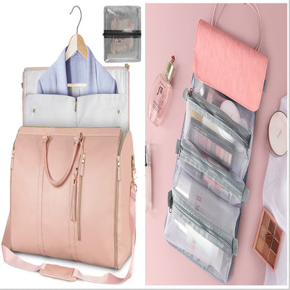 Versatile Light Pink Garment & Duffel Bag for Eco-Friendly Travel
