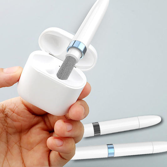 Eco-Friendly Earbud and Electronics Cleaning Pen in White with Blue Accents