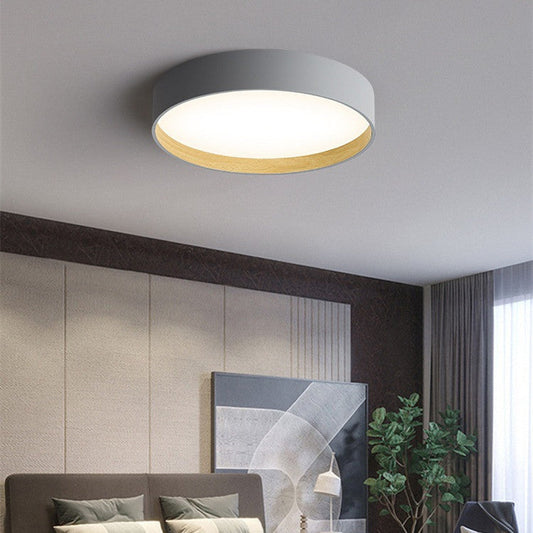 Eco-Friendly Circular Ceiling Light Fixture in Grey and Wood