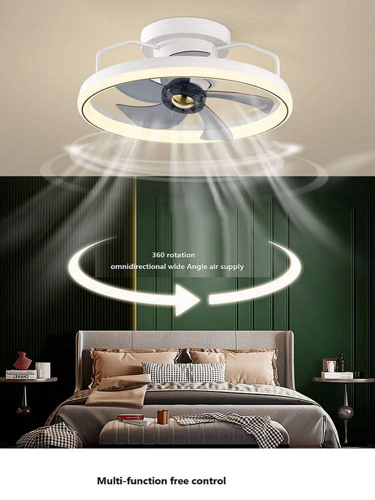 Energy-Efficient Ceiling Fan with LED Light - White Circular Design