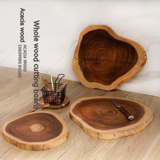 Organic Acacia Wood Cutting Board with Natural Grain Patterns