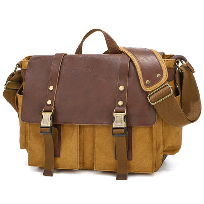 Eco-Friendly Leather and Canvas Messenger Bag for Daily Use