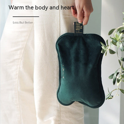 Eco-Friendly Electric Hot Water Bottle in Dark Green Fabric