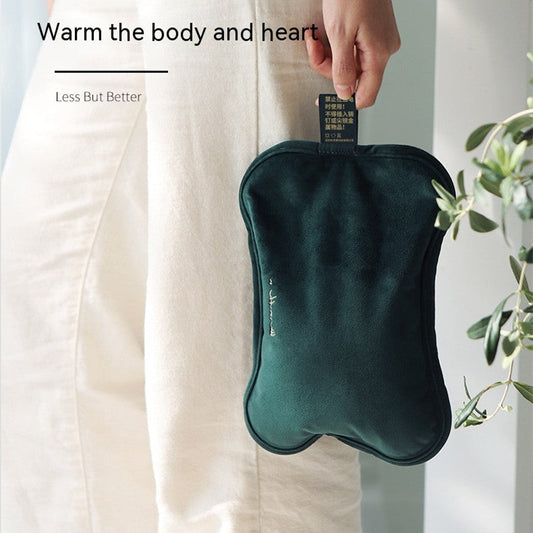 Eco-Friendly Electric Hot Water Bottle in Dark Green Fabric