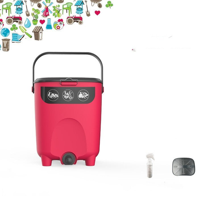 Pink Kitchen Compost Bin with Odor Control Spray Bottle