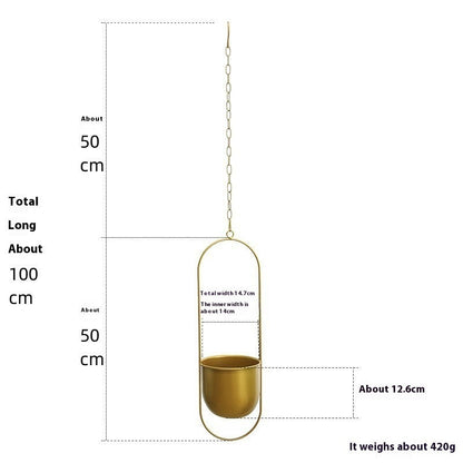 Eco-Friendly Black and Gold Hanging Planters for Indoor Greenery