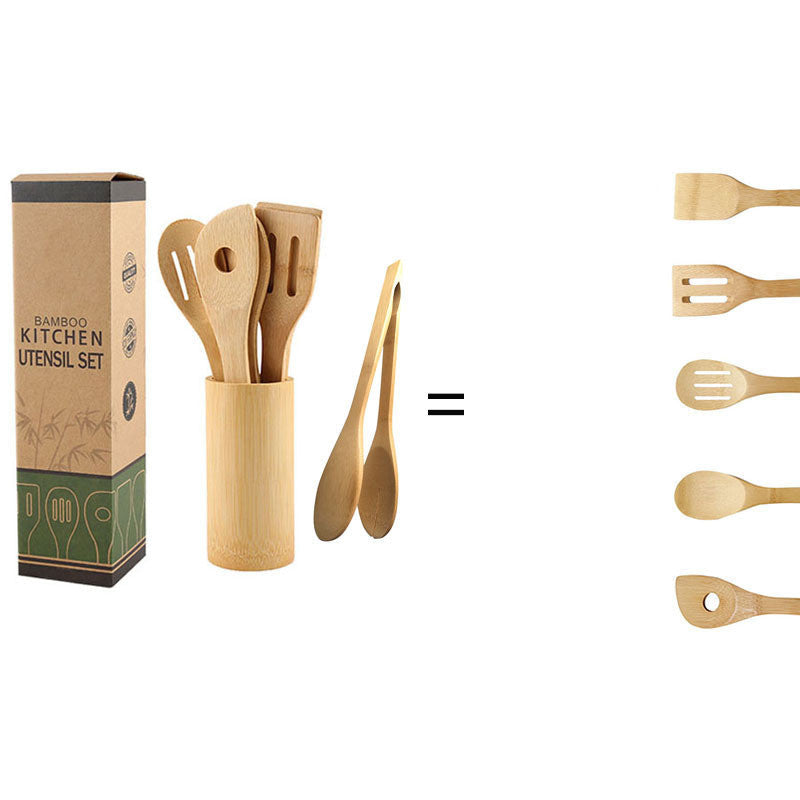 Eco-Friendly Bamboo Kitchen Utensil Set with Holder