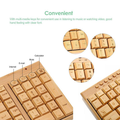 Eco-Friendly Bamboo Wireless Keyboard and Mouse Set