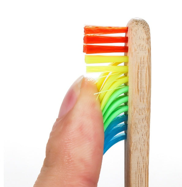 Eco-Friendly Bamboo Toothbrush with Multicolored Bristles