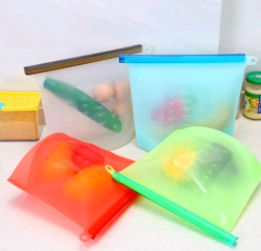 Eco-Friendly Reusable Silicone Food Storage Bag - Translucent Green