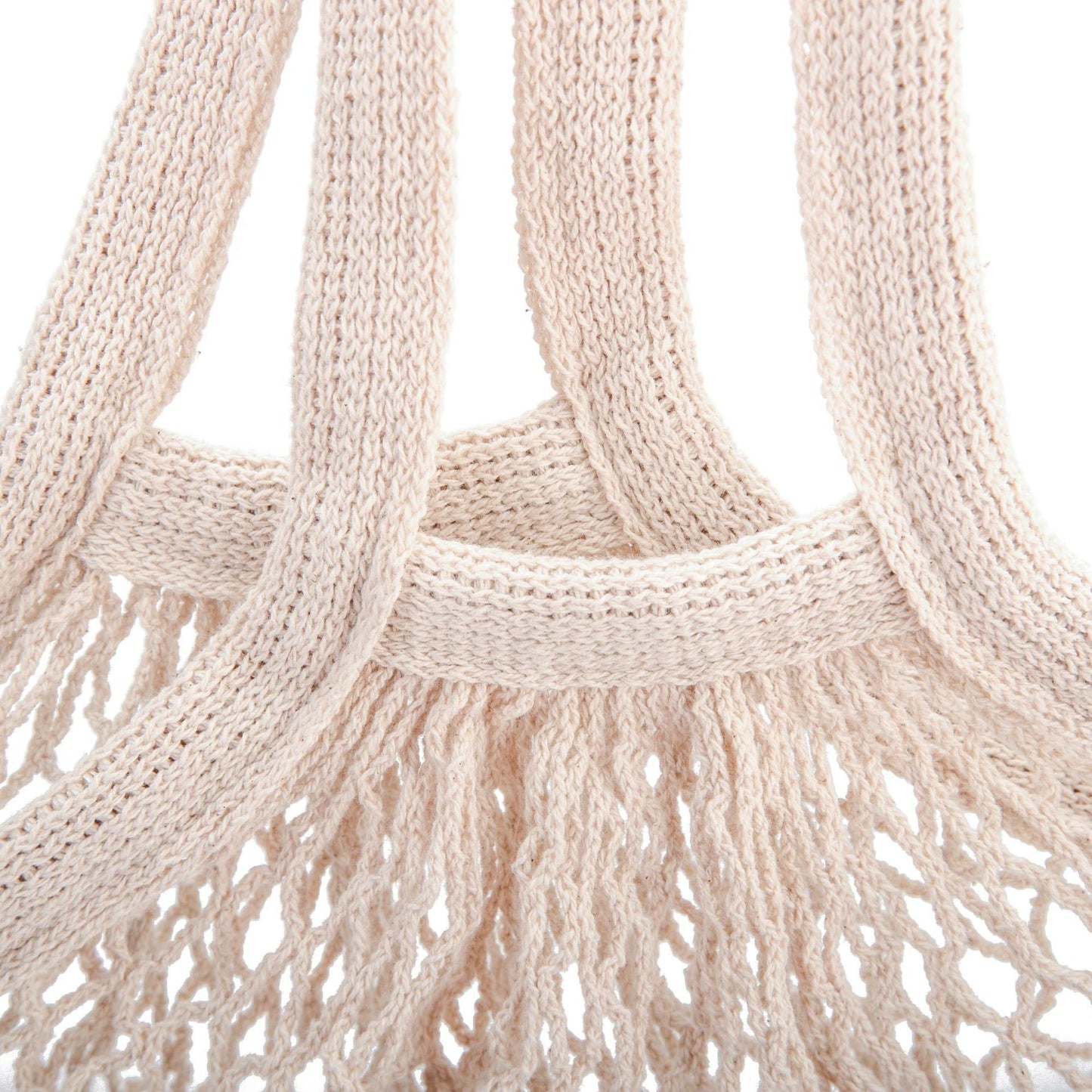 Eco-Friendly Reusable Mesh Shopping Bag - Natural Beige Cotton