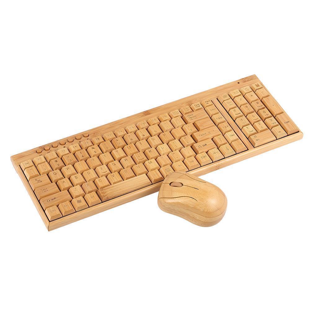 Eco-Friendly Bamboo Wireless Keyboard and Mouse Set