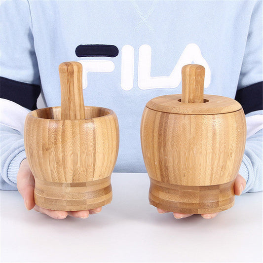 Bamboo Mortar and Pestle Set for Eco-Friendly Kitchen