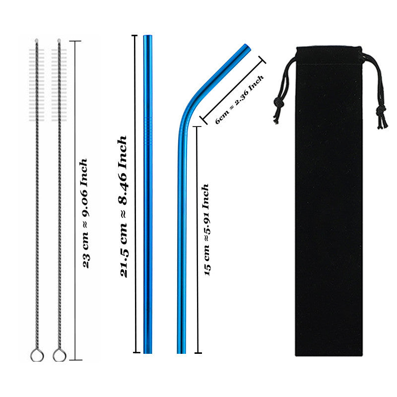 Eco-Friendly Reusable Stainless Steel Metal Straws Set with Cleaning Brushes