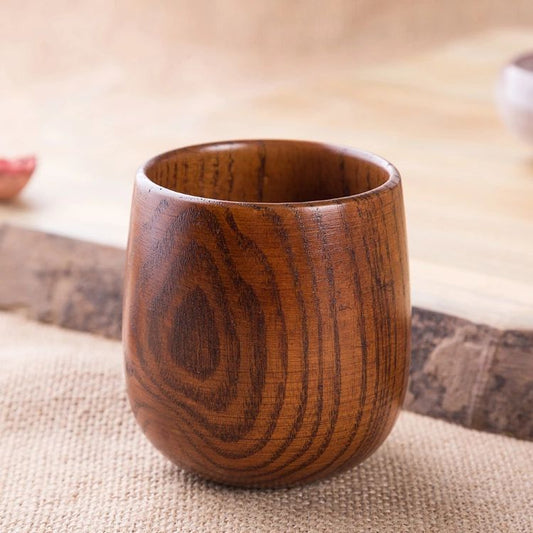 Eco-Friendly Wooden Drinking Cup with Natural Wood Grain