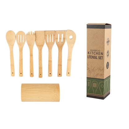 Eco-Friendly Bamboo Kitchen Utensil Set with Holder
