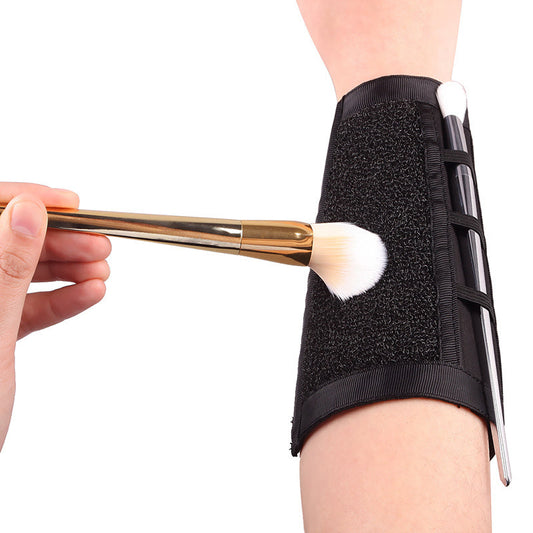 Eco-Friendly Makeup Brush Arm Strap Holder in Black and Gold