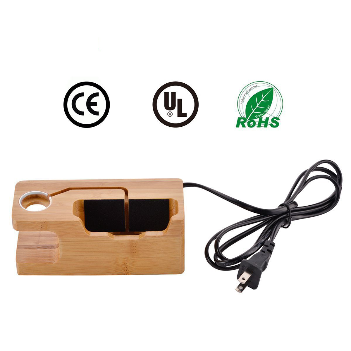 Bamboo Multi-Device Charging Station - Eco-Friendly Desk Organizer