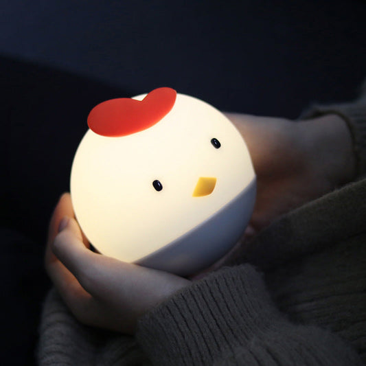 Chick-Shaped LED Night Light with Red and Yellow Accents