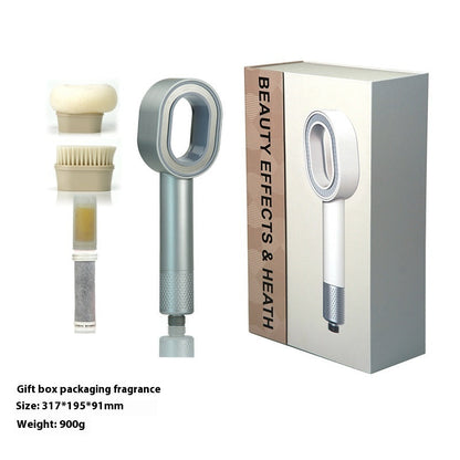 Water-Saving Silver Handheld Shower Head with Red Nozzle