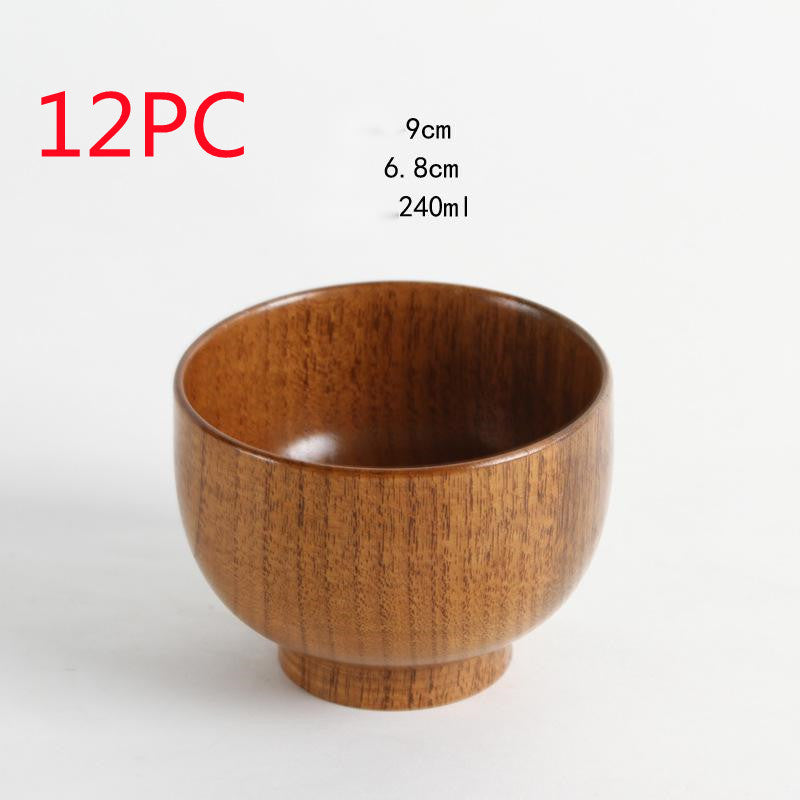 Eco-Friendly Wooden Bowls and Cup Set - Natural, Stackable, Biodegradable