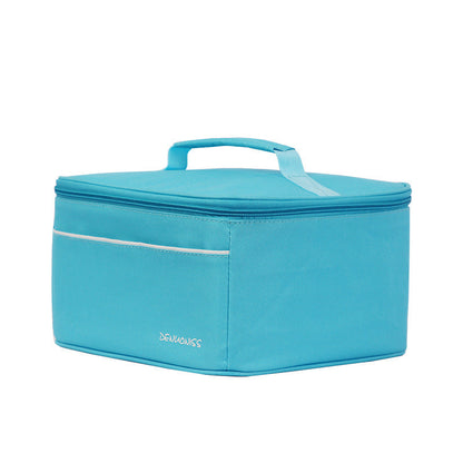 Eco-Friendly Travel Toiletry Bag - Blue Canvas with Brown Accents