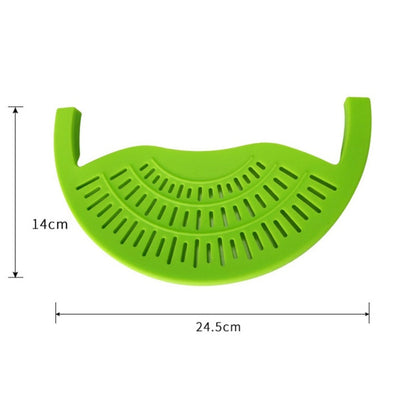 Eco-Friendly Clip-On Pot Strainer - Green Silicone Kitchen Tool