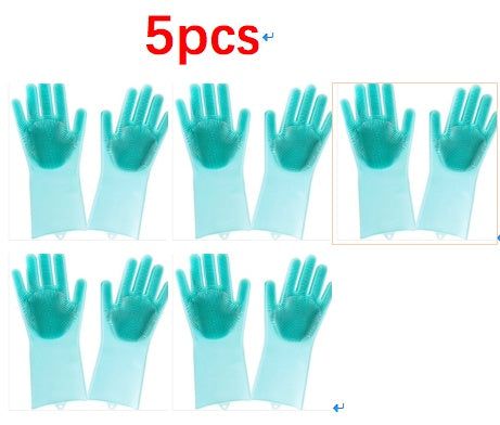 Eco-Friendly Silicone Cleaning Gloves with Scrubbing Bristles