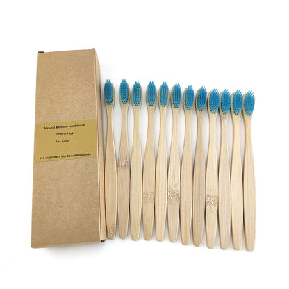 Eco-Friendly Bamboo Toothbrush 12-Pack with Biodegradable Handle