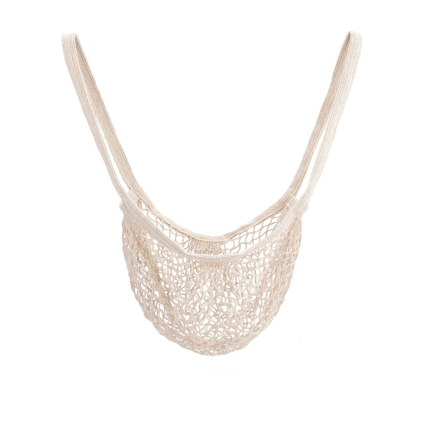 Eco-Friendly Reusable Mesh Shopping Bag - Natural Beige Cotton