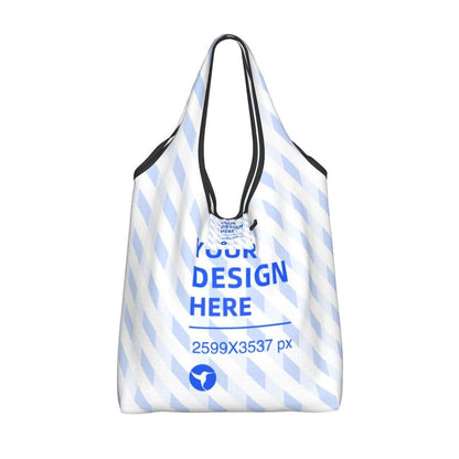 Eco-Friendly Reusable Shopping Bag - Durable Polyester, White with Blue Design