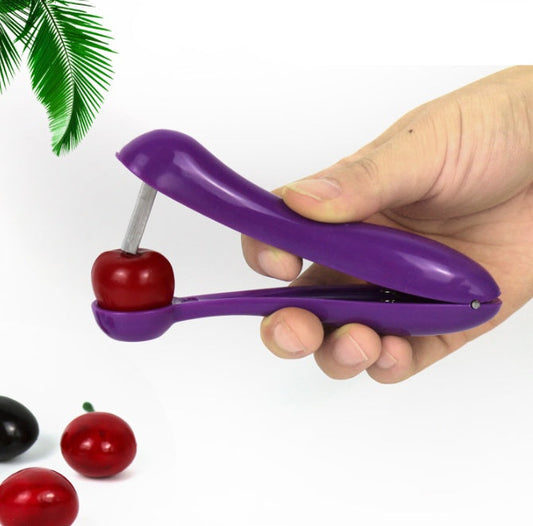 Purple Ergonomic Cherry Pitter - Eco-Friendly Kitchen Tool