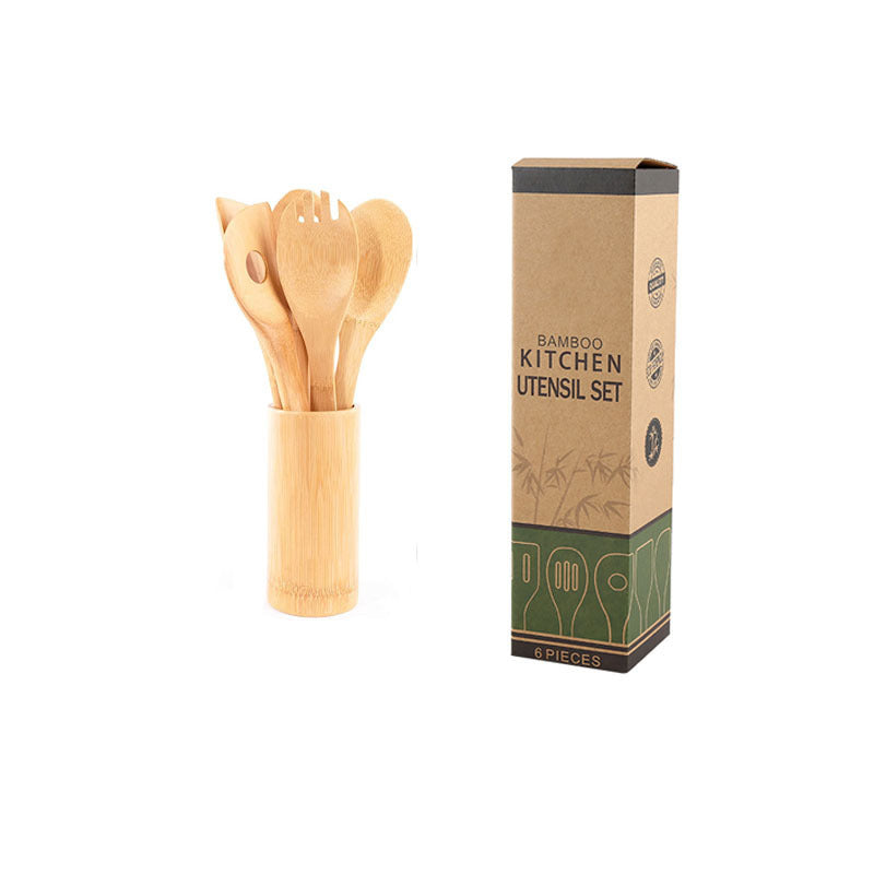 Eco-Friendly Bamboo Kitchen Utensil Set with Holder