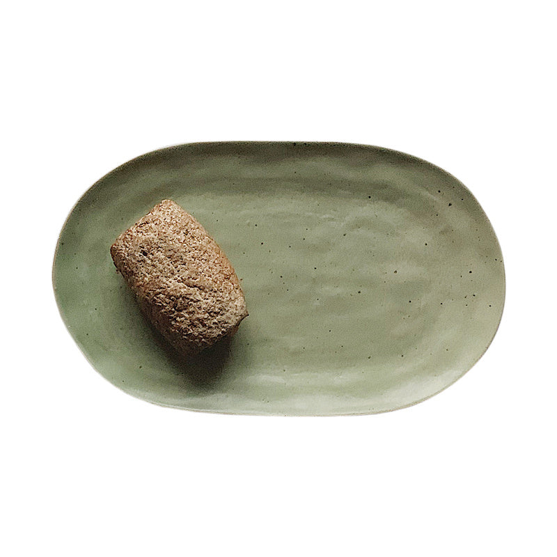 Eco-Friendly Oval Ceramic Soap Dish - Light Green
