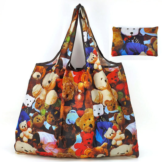 Eco-Friendly Reusable Shopping Bag with Teddy Bear Print