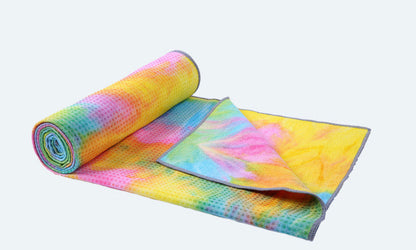 Eco-Friendly Yoga Towel - Blue & Green Tie-Dye, Quick-Drying, Reusable