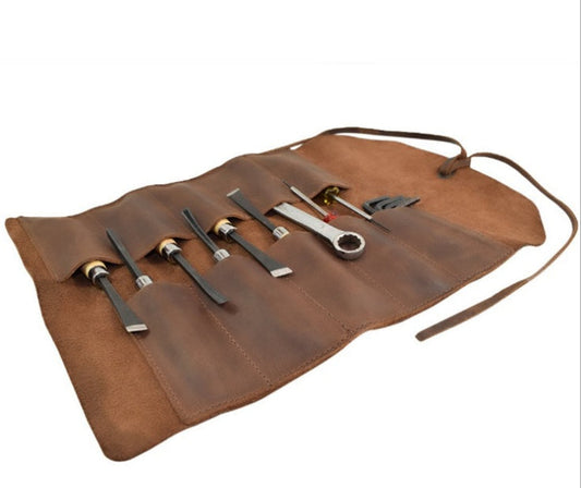Eco-Friendly Leather Tool Roll Organizer