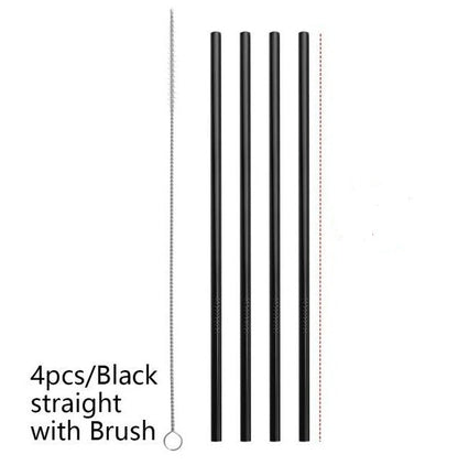 Eco-Friendly Reusable Metal Straws - Assorted Colors, Stainless Steel