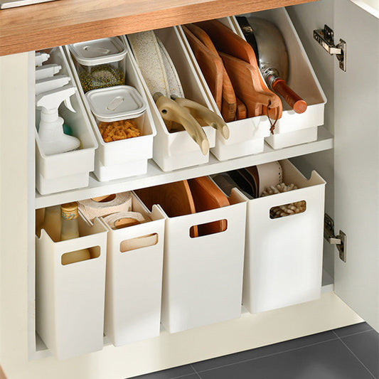 Durable White Rectangular Storage Bins with Handles
