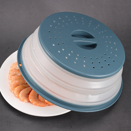 Collapsible Microwave Cover in Blue and Translucent