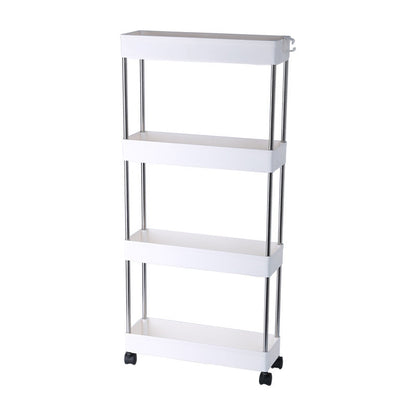 Space-Saving White Rolling Storage Cart with Durable Metal Frame