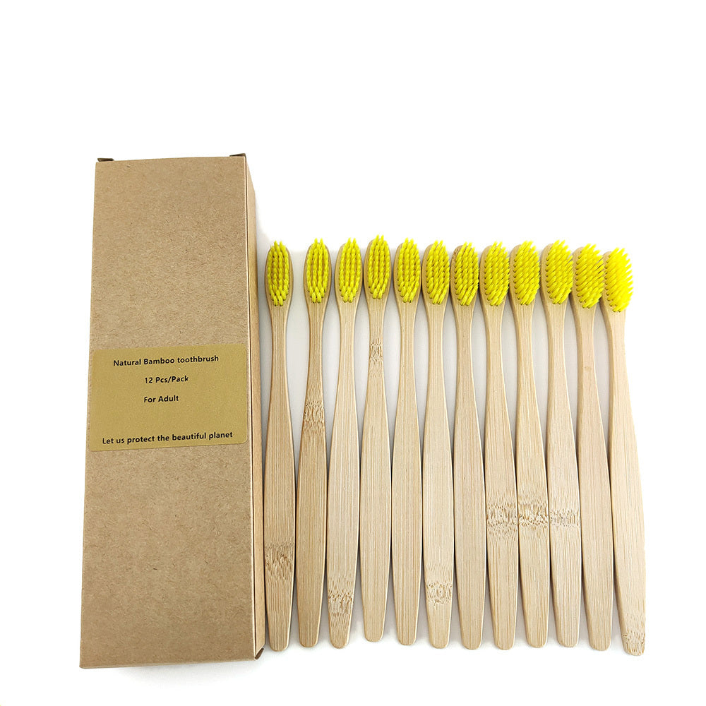 Eco-Friendly Bamboo Toothbrush 12-Pack with Biodegradable Handle