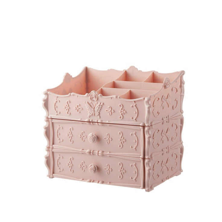 Pink Rectangular Cosmetic Organizer with Drawers for Clutter-Free Spaces