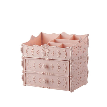 Pink Rectangular Cosmetic Organizer with Drawers for Clutter-Free Spaces