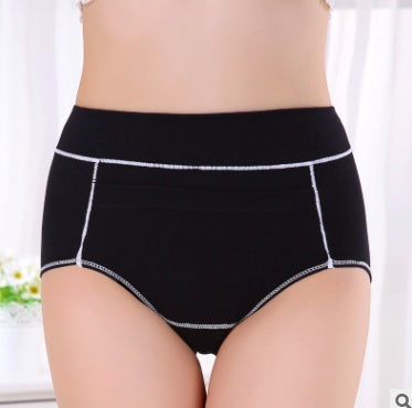 Women's Cotton Briefs with Front Pocket - Light Blue with Pink Stitching